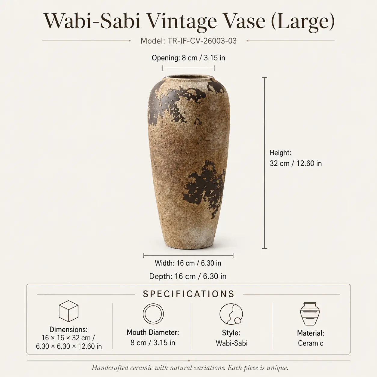TRIJORA Wabi-Sabi Vintage Ceramic Vase Collection detail 9
