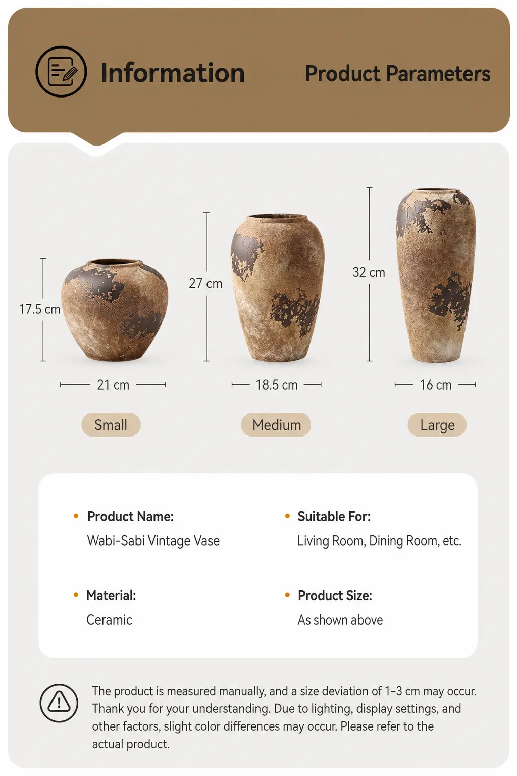 TRIJORA Wabi-Sabi Vintage Ceramic Vase Collection detail 6