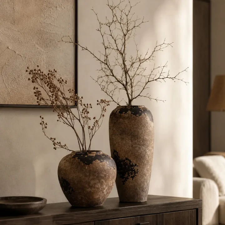 TRIJORA Wabi-Sabi Vintage Ceramic Vase Collection styled or worn view