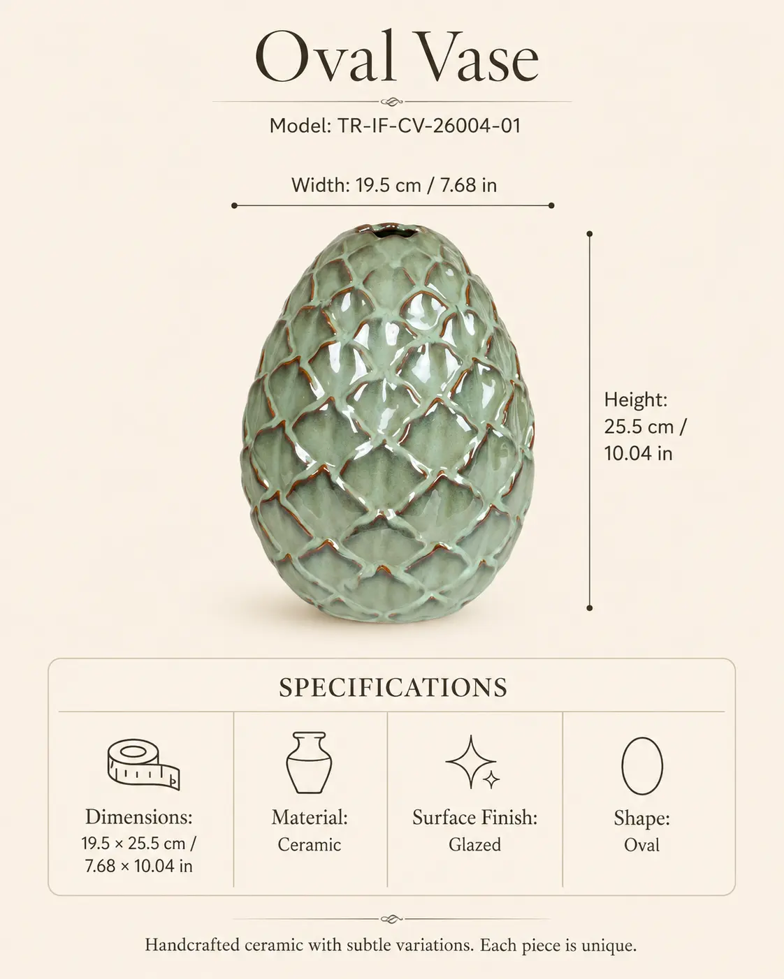 TRIJORA Celadon Textured Ceramic Vase Collection detail 7