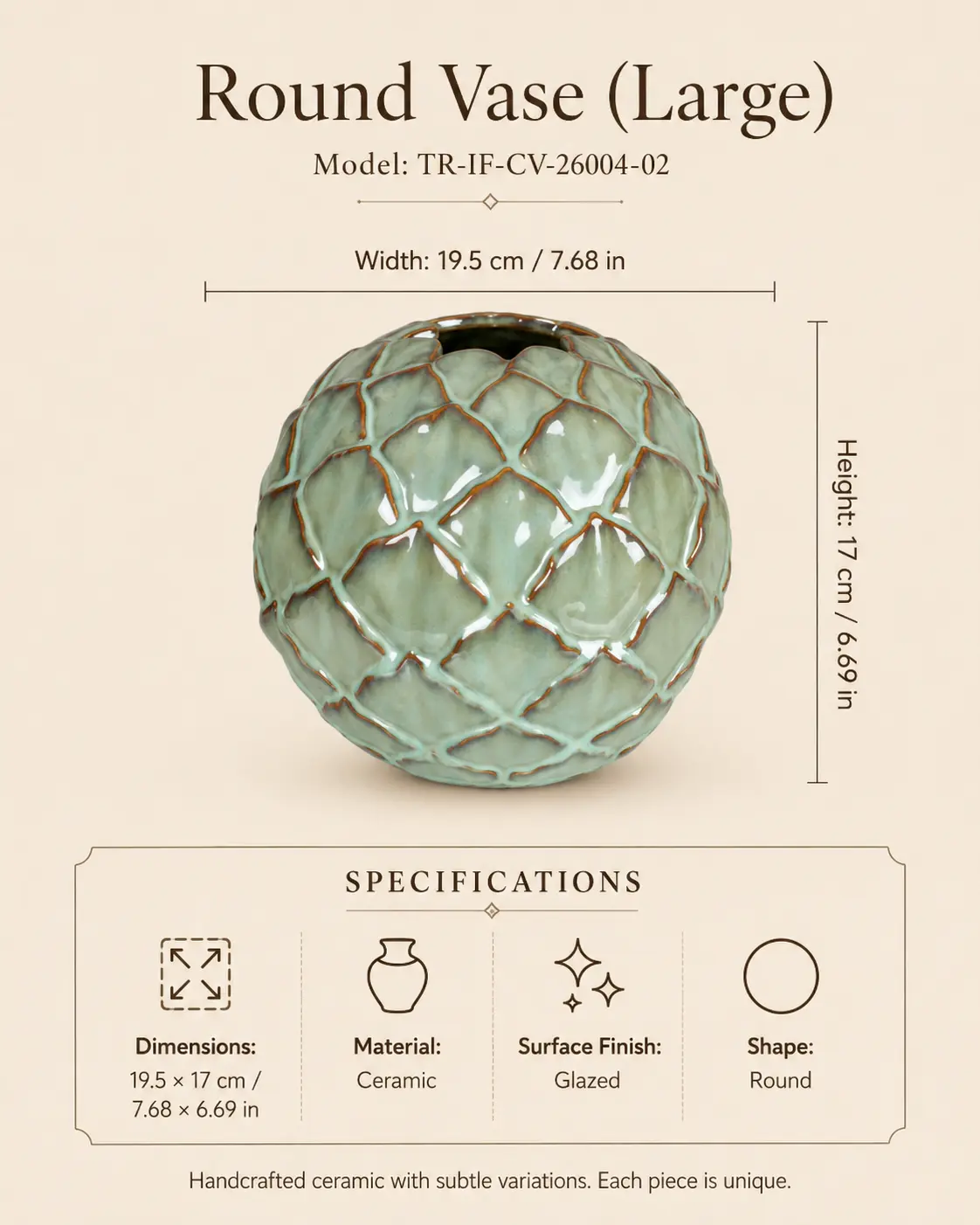 TRIJORA Celadon Textured Ceramic Vase Collection detail 8