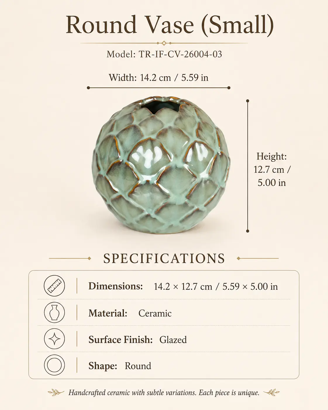 TRIJORA Celadon Textured Ceramic Vase Collection detail 9