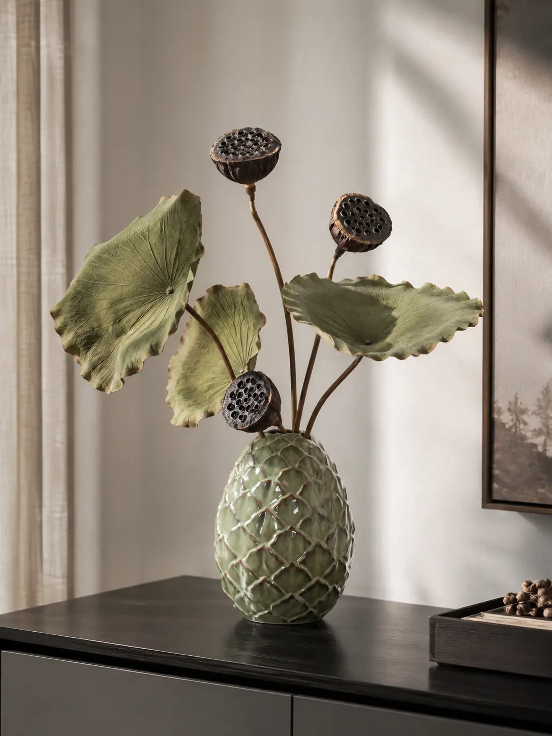 TRIJORA Celadon Textured Ceramic Vase Collection detail 5