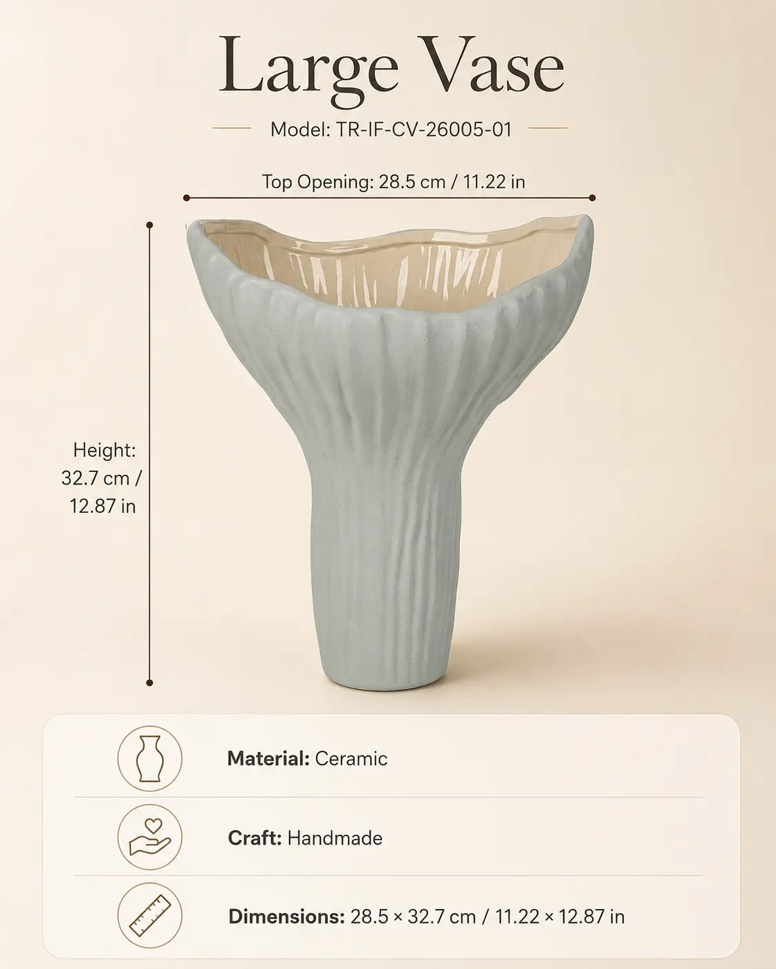 TRIJORA Organic Wave Ceramic Vase Collection detail 6