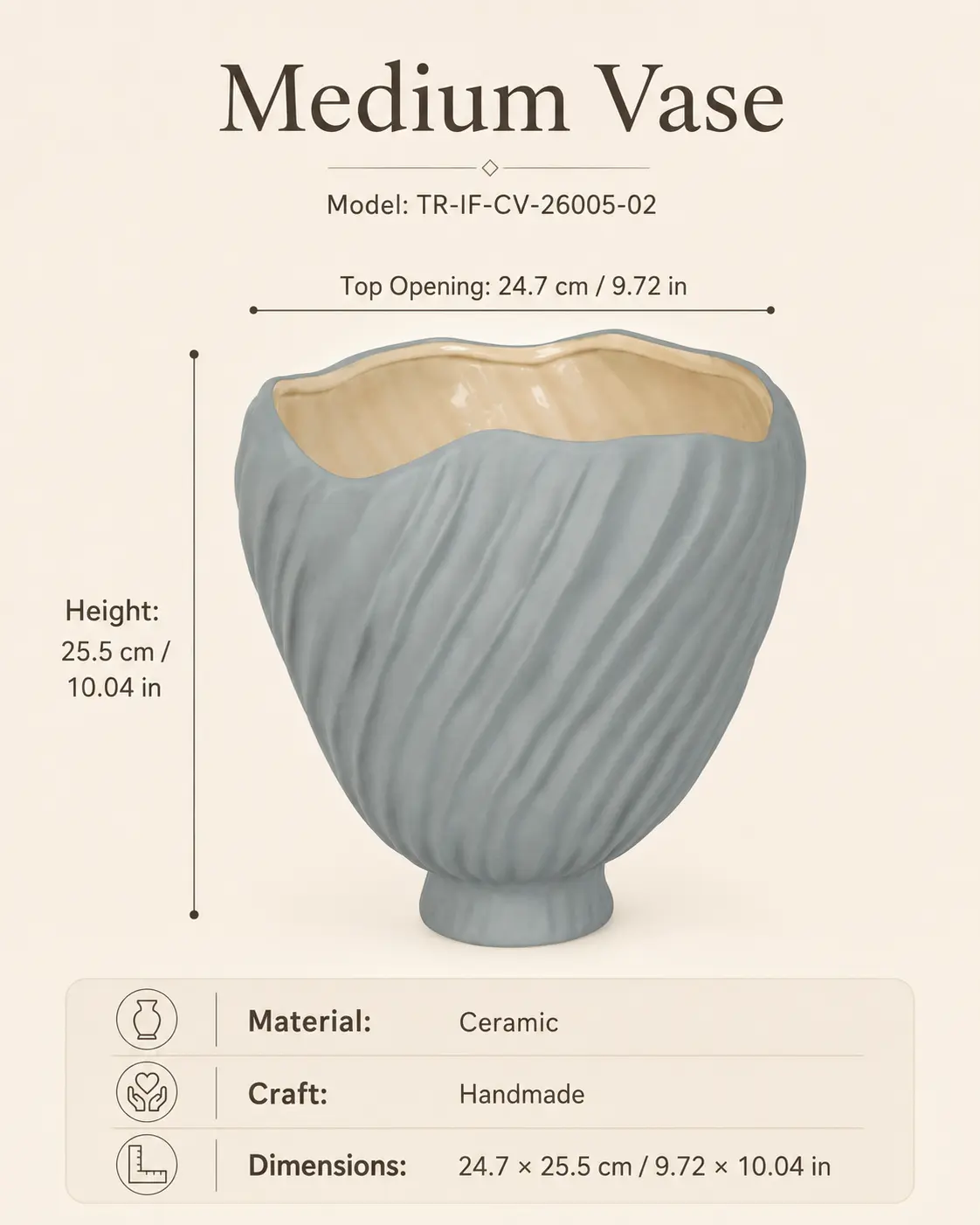 TRIJORA Organic Wave Ceramic Vase Collection detail 7