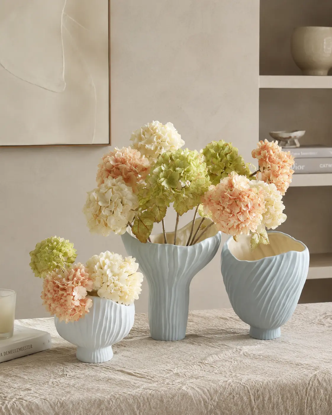 TRIJORA Organic Wave Ceramic Vase Collection