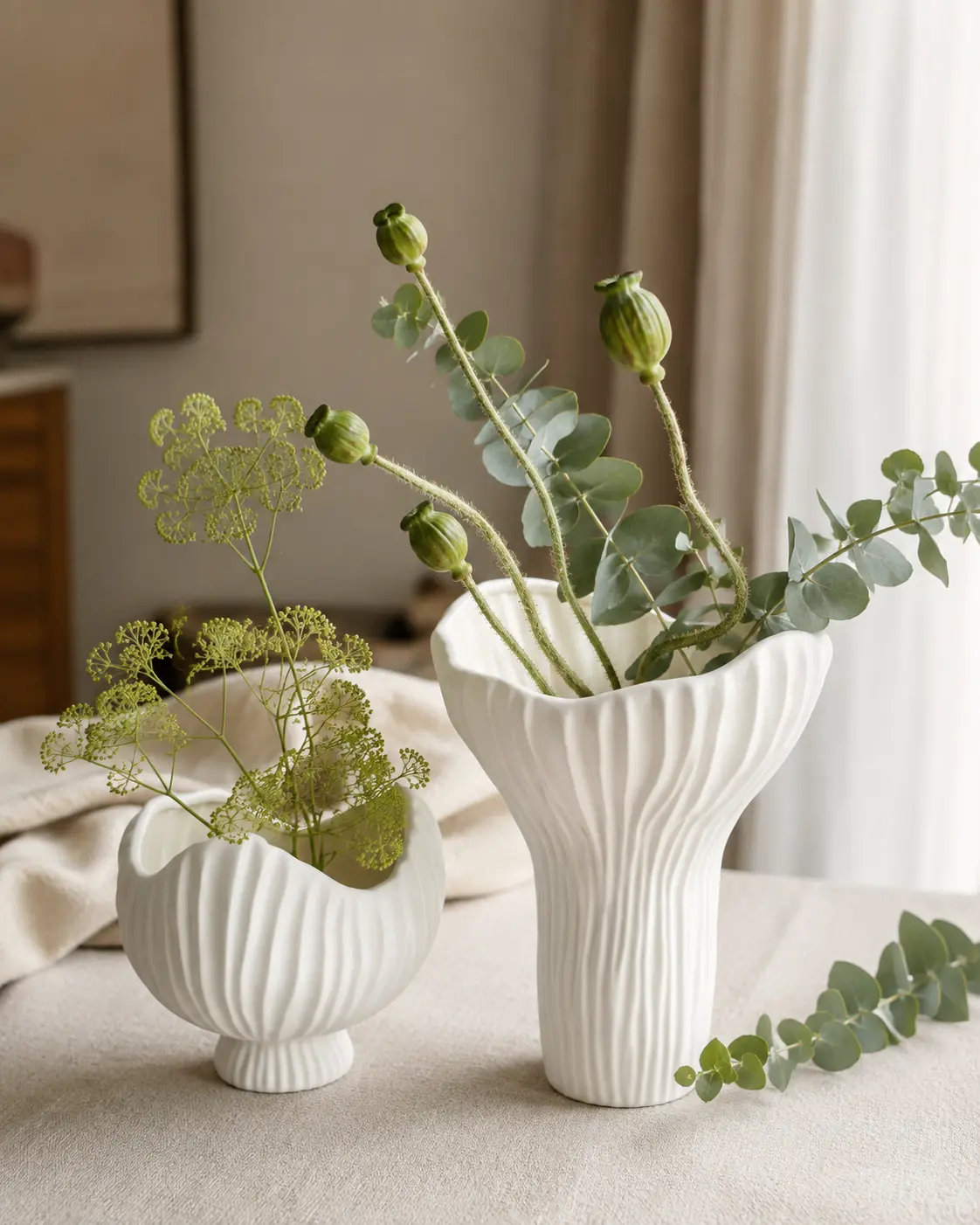 TRIJORA Organic Wave Ceramic Vase Collection detail 3