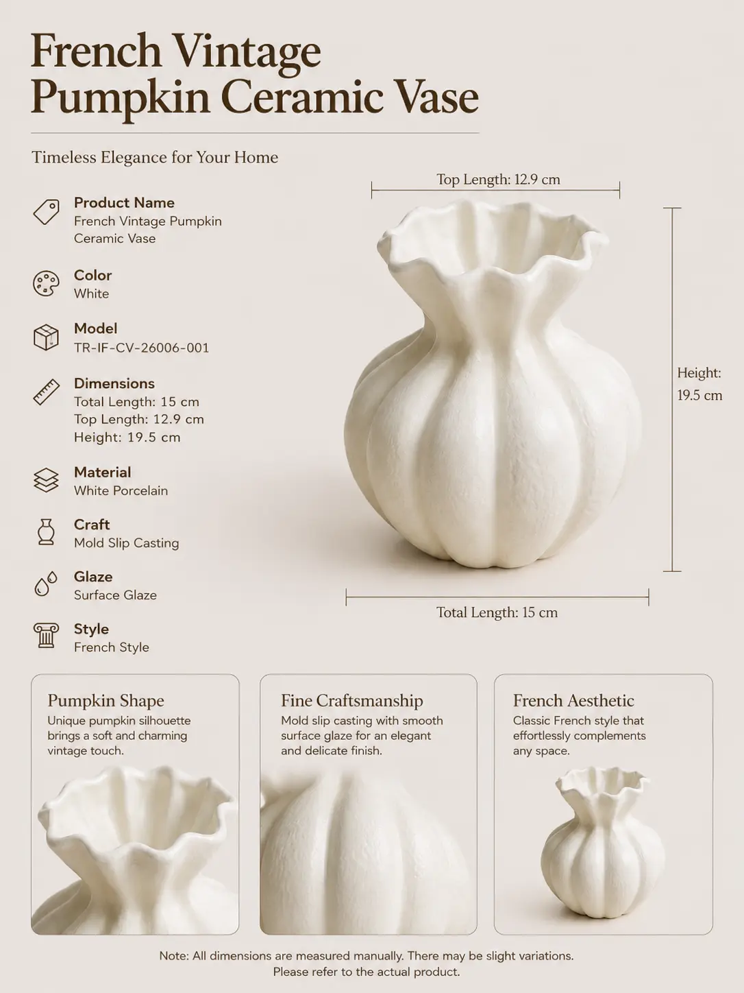 French Vintage Pumpkin Ceramic Vase detail 7