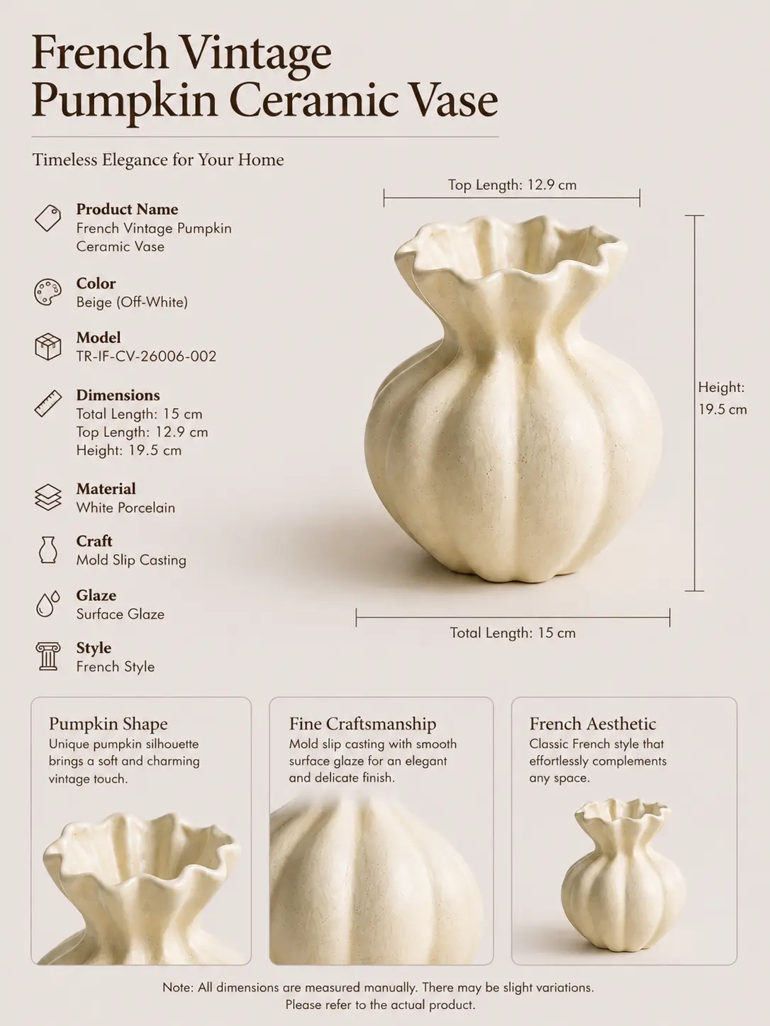 French Vintage Pumpkin Ceramic Vase detail 8