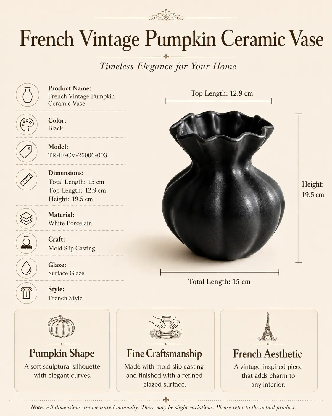 French Vintage Pumpkin Ceramic Vase detail 9