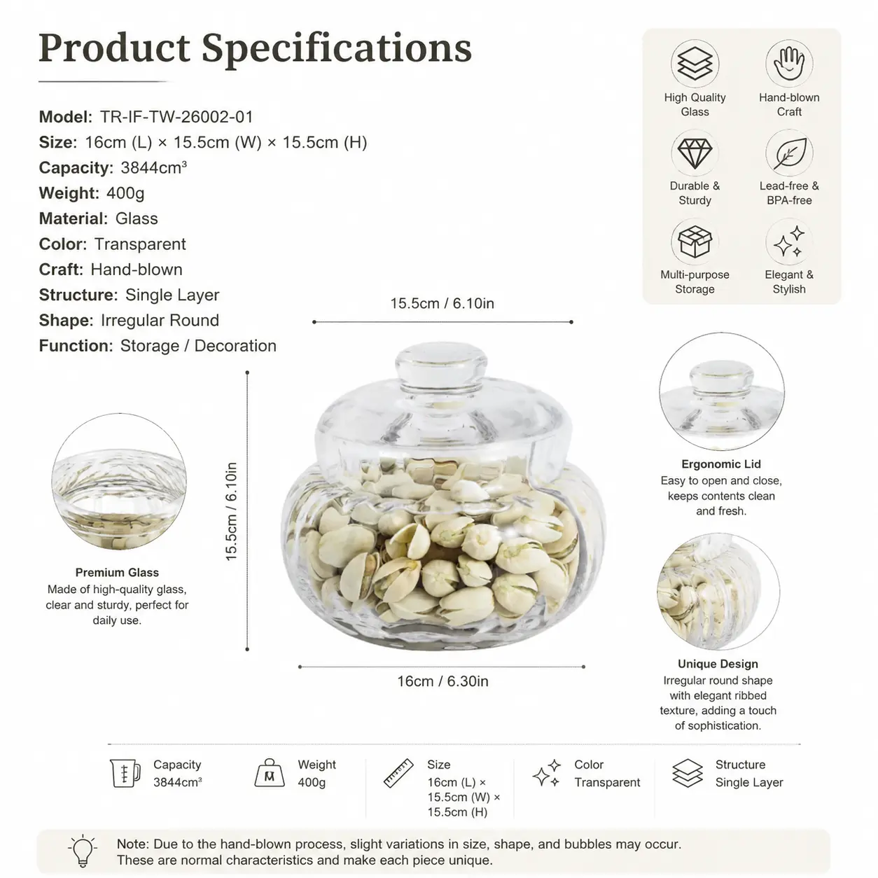 STILL LIGHT — Hand-Blown Glass Storage Jar Collection detail 5