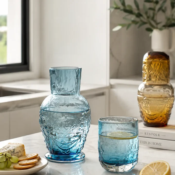 STILL WATER — Hammered Glass Pitcher & Tumbler Set styled or worn view