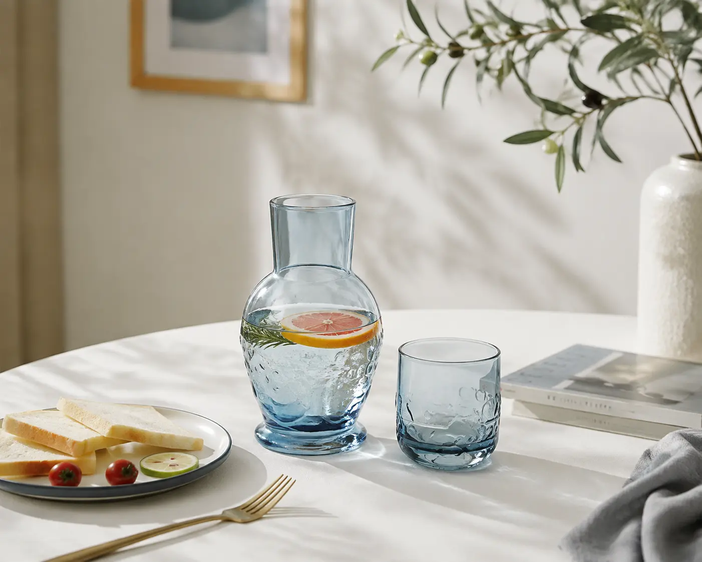 STILL WATER — Hammered Glass Pitcher & Tumbler Set detail 4