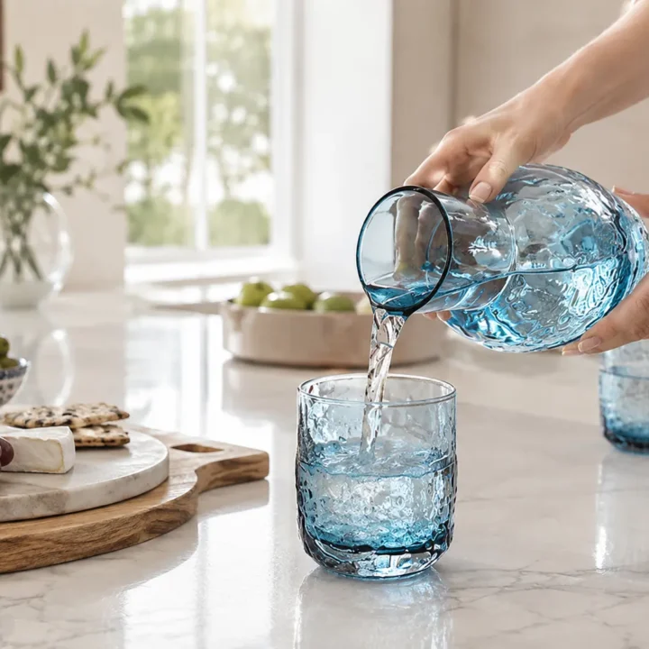 STILL WATER — Hammered Glass Pitcher & Tumbler Set