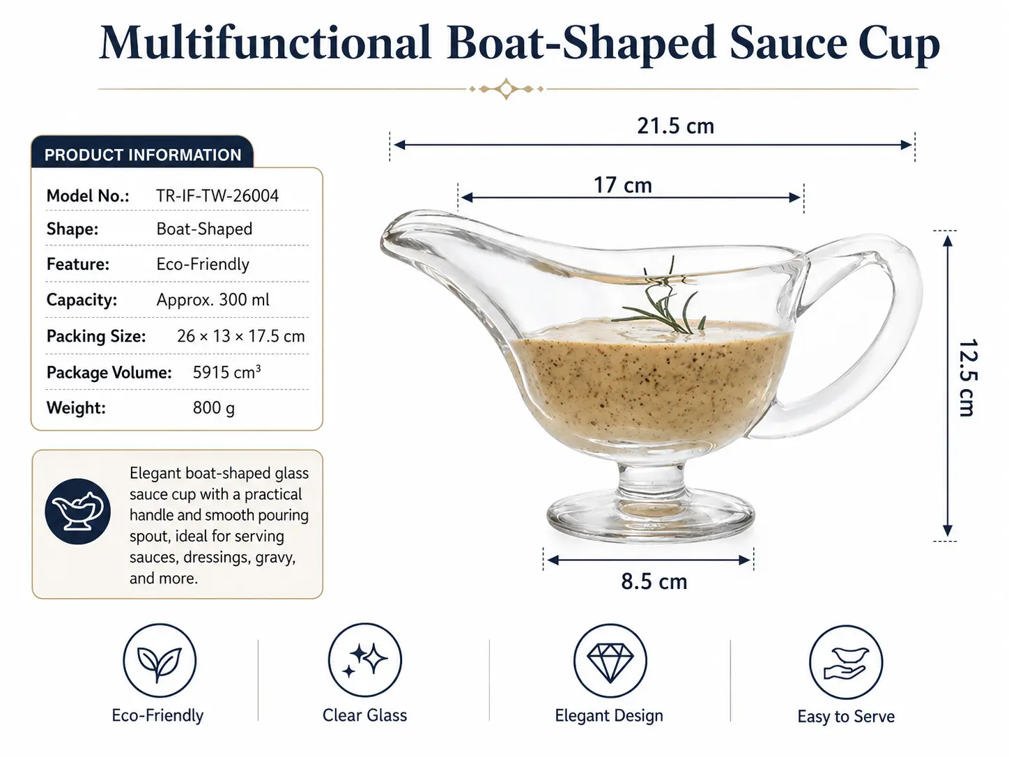 Multifunctional Boat-Shaped Glass Sauce Cup detail 5
