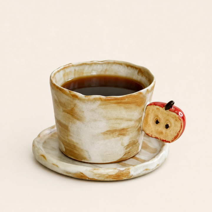 Apple Coffee Cup with Saucer