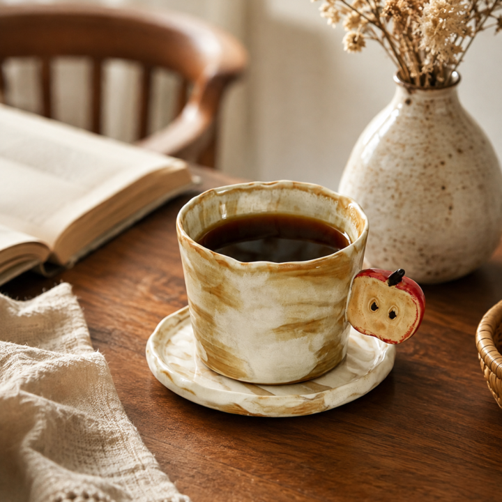 Apple Coffee Cup with Saucer styled or worn view