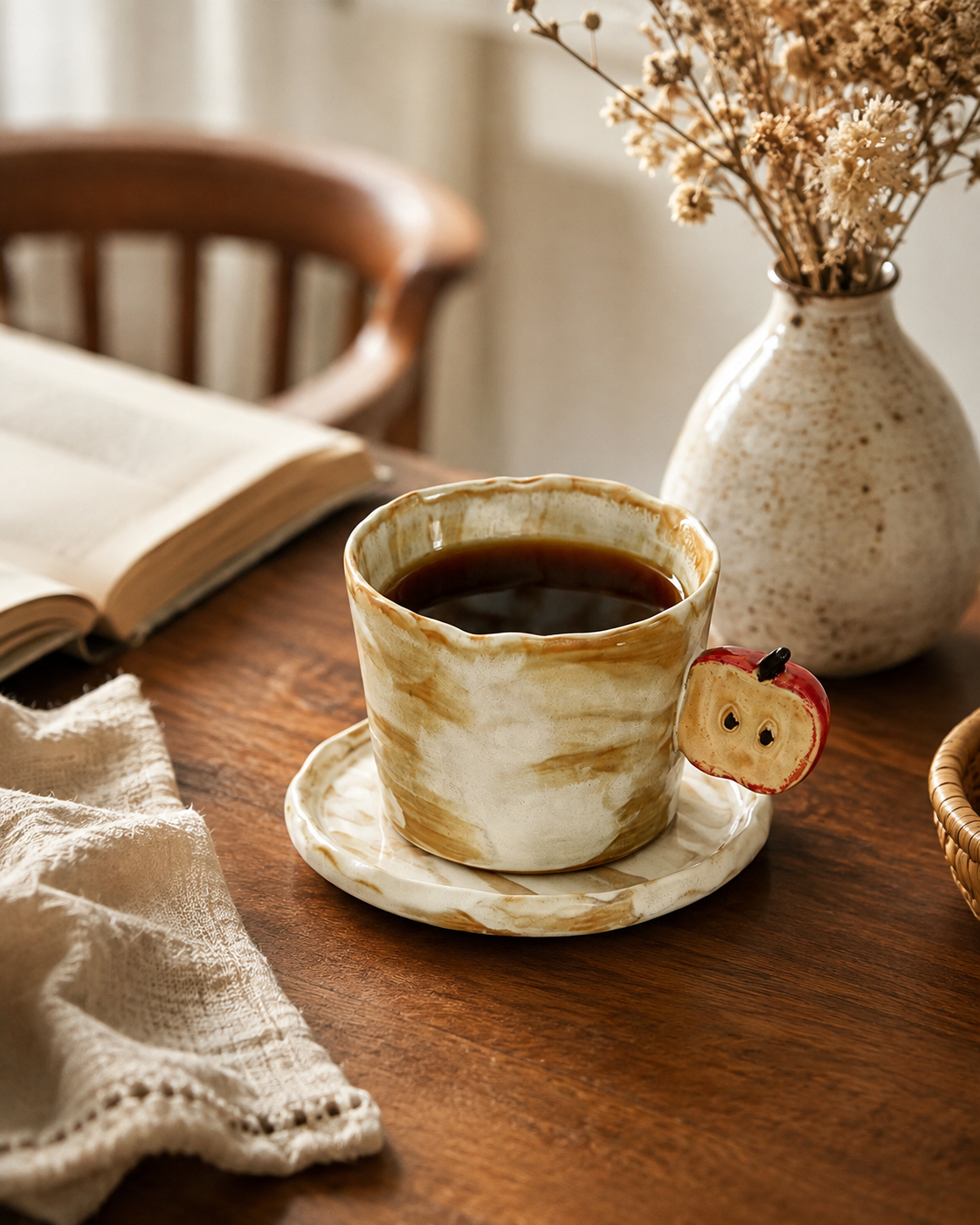Apple Coffee Cup with Saucer detail 2