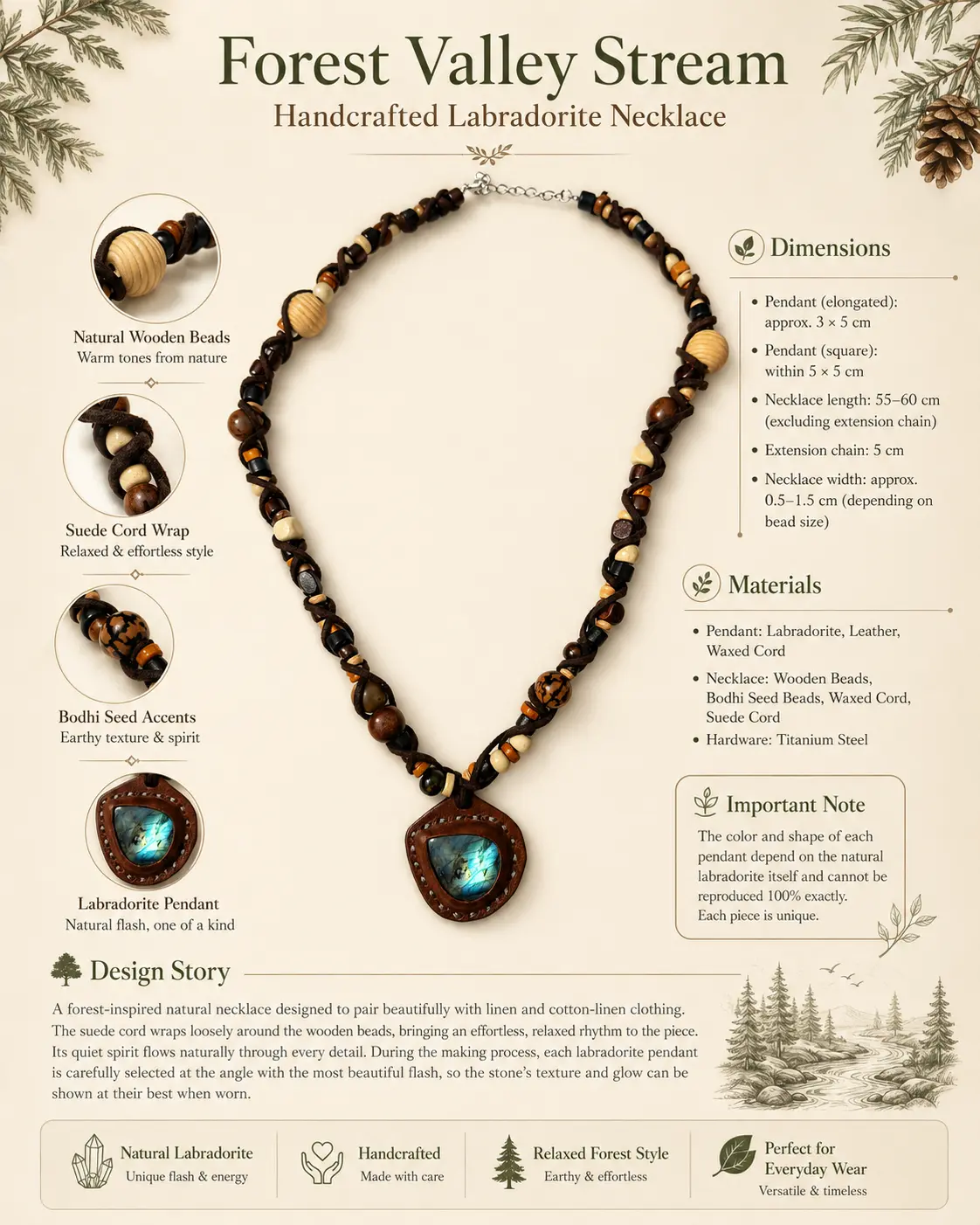 FOREST VALLEY STREAM Labradorite Necklace detail 16