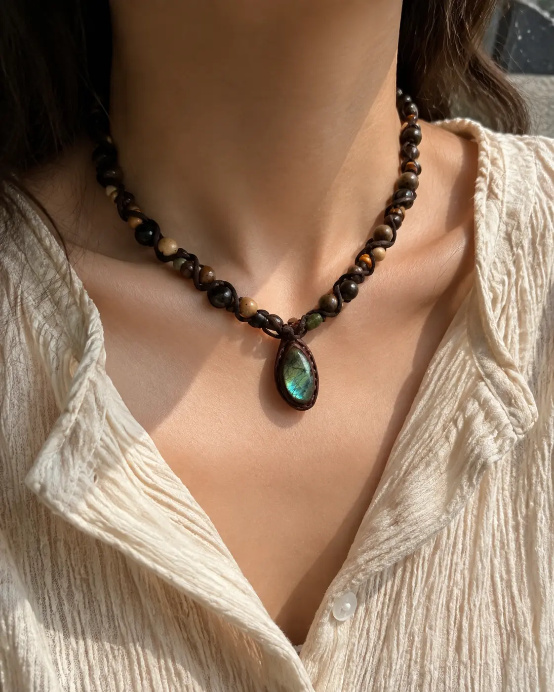 FOREST VALLEY STREAM Labradorite Necklace detail 10