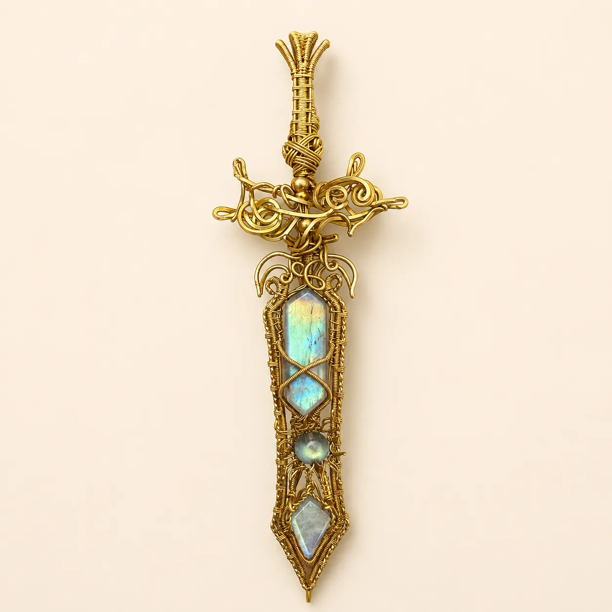 Wire-Wrapped Labradorite Sword detail 7