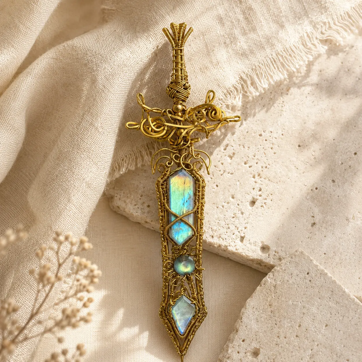 Wire-Wrapped Labradorite Sword detail 9