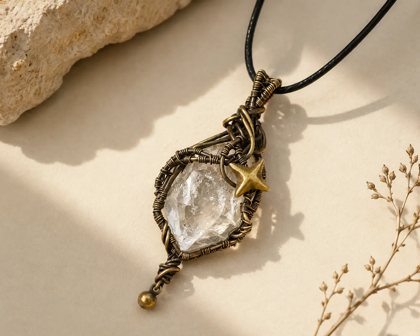 EARTH & STARS White Crystal Pendant detail 3