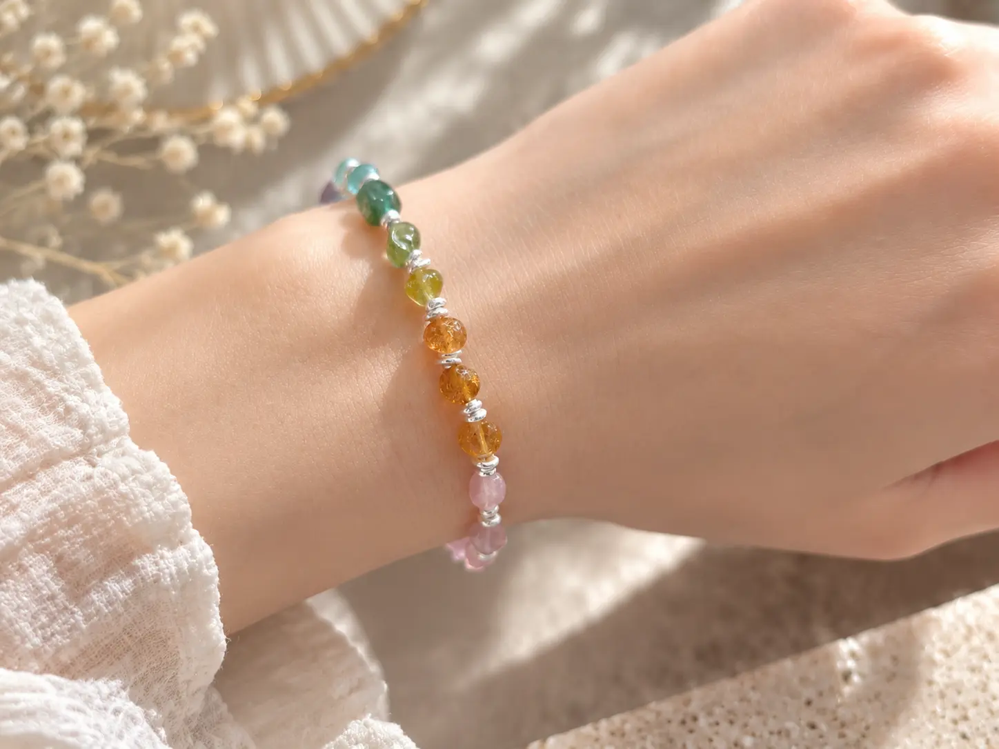 TRIJORA Natural Tourmaline & Handmade Silver Bracelet detail 9