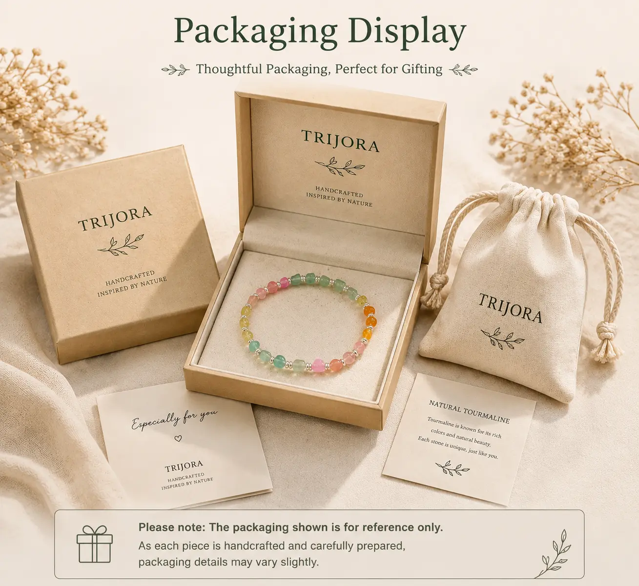 TRIJORA Natural Tourmaline & Handmade Silver Bracelet detail 12