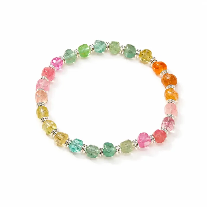 TRIJORA Natural Tourmaline & Handmade Silver Bracelet