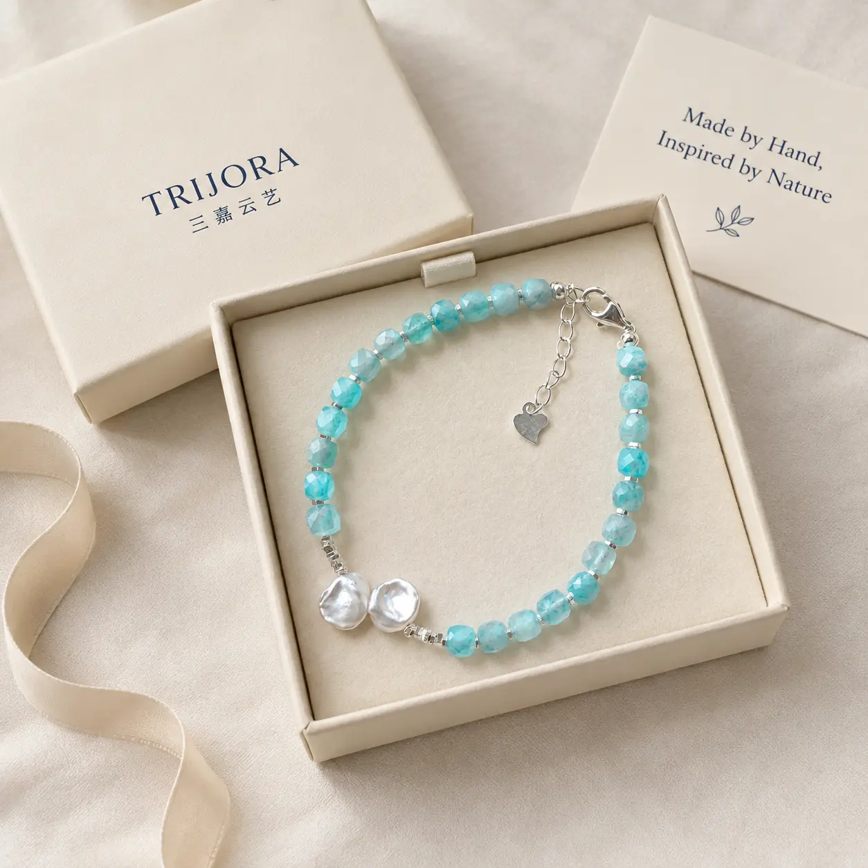 SEA PETAL Amazonite & Baroque Pearl Bracelet detail 10