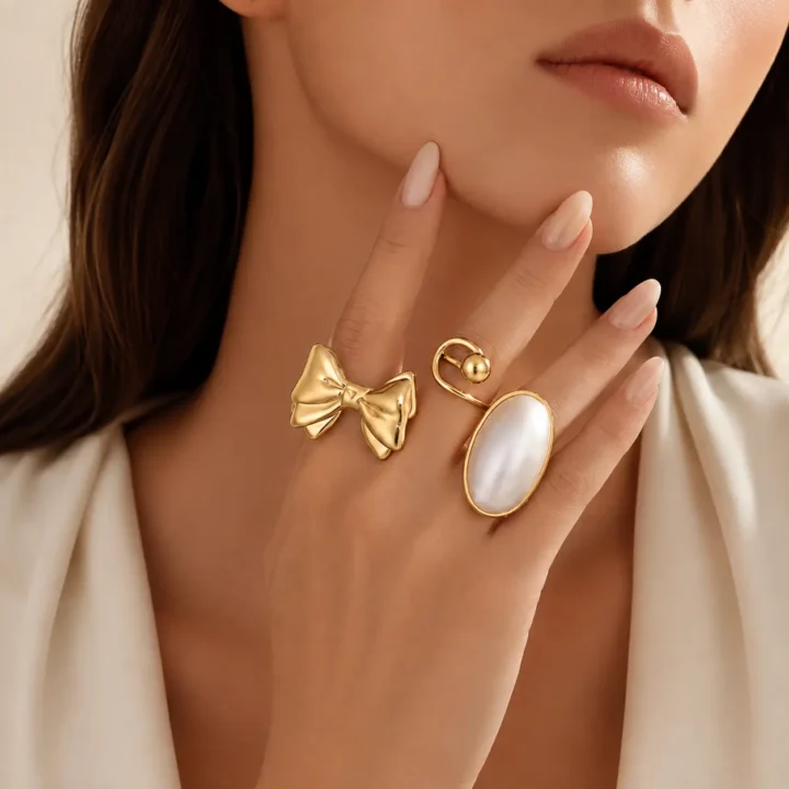 GILDED FORMS — Sculptural Ring Collection styled or worn view