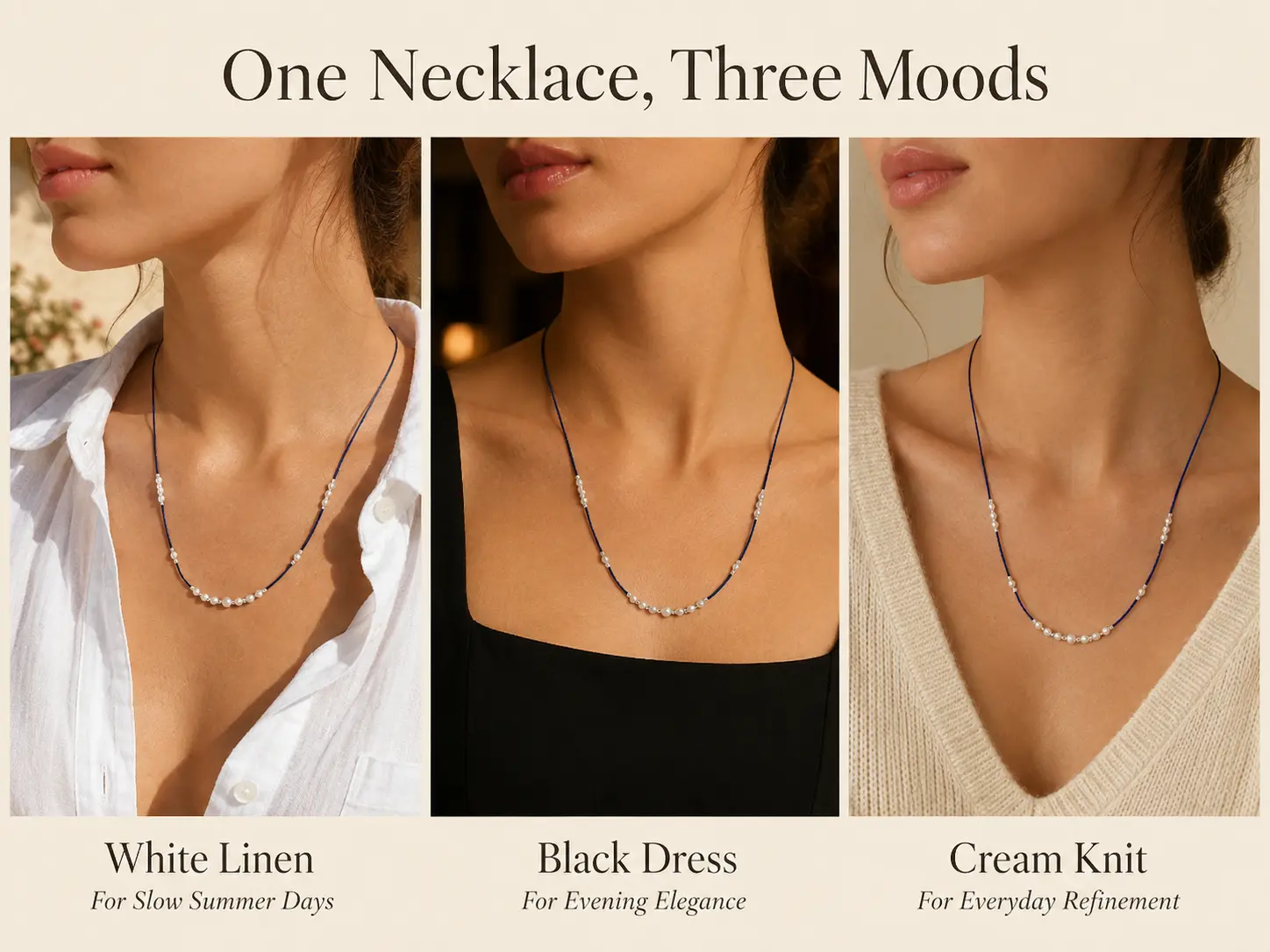 STELLAR TIDE Lapis & Pearl Necklace detail 11