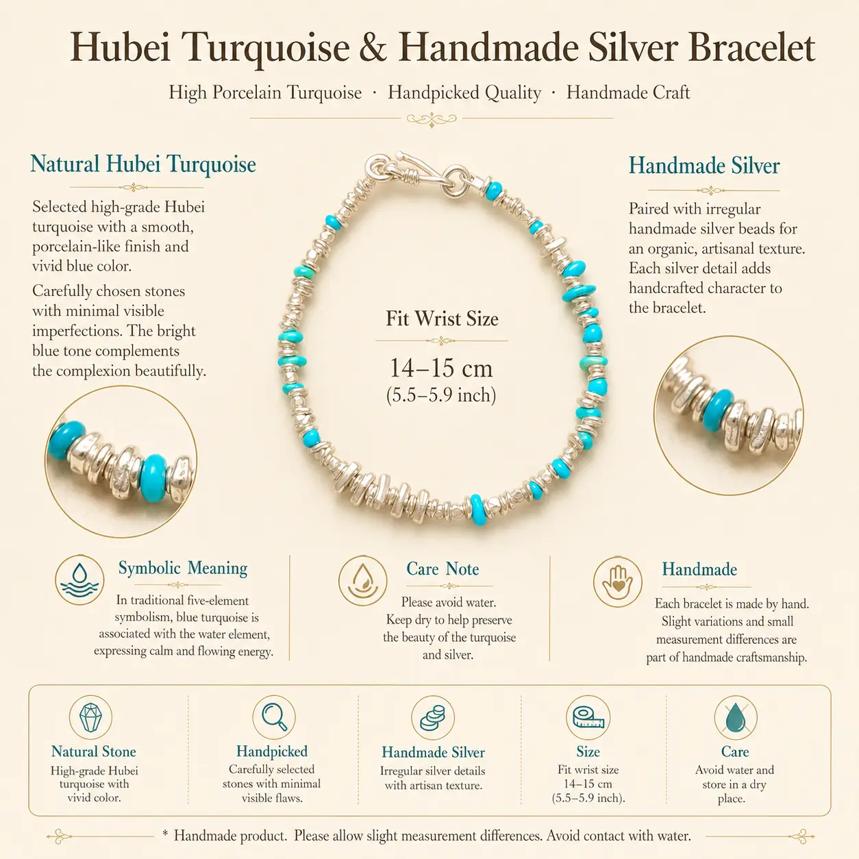 TRIJORA Hubei Turquoise & Handmade Silver Bracelet detail 10