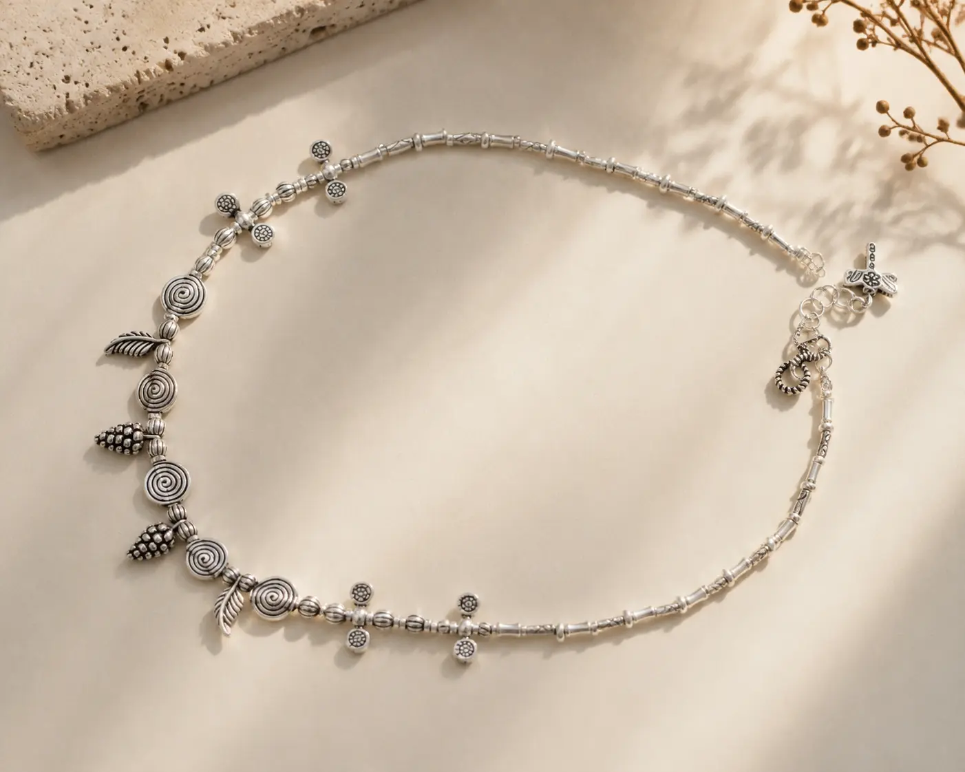 Nature-Inspired Sterling Silver Necklace detail 9