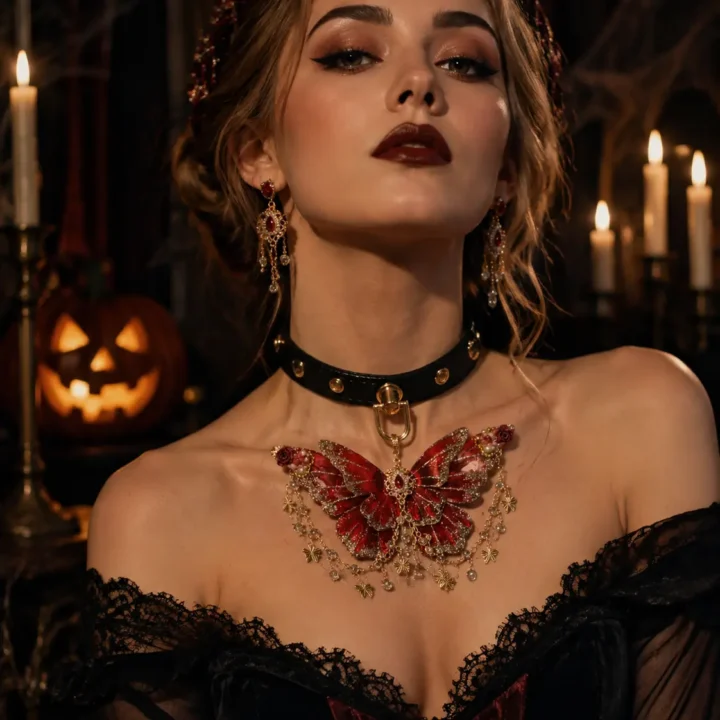 Butterfly Choker Necklace styled or worn view