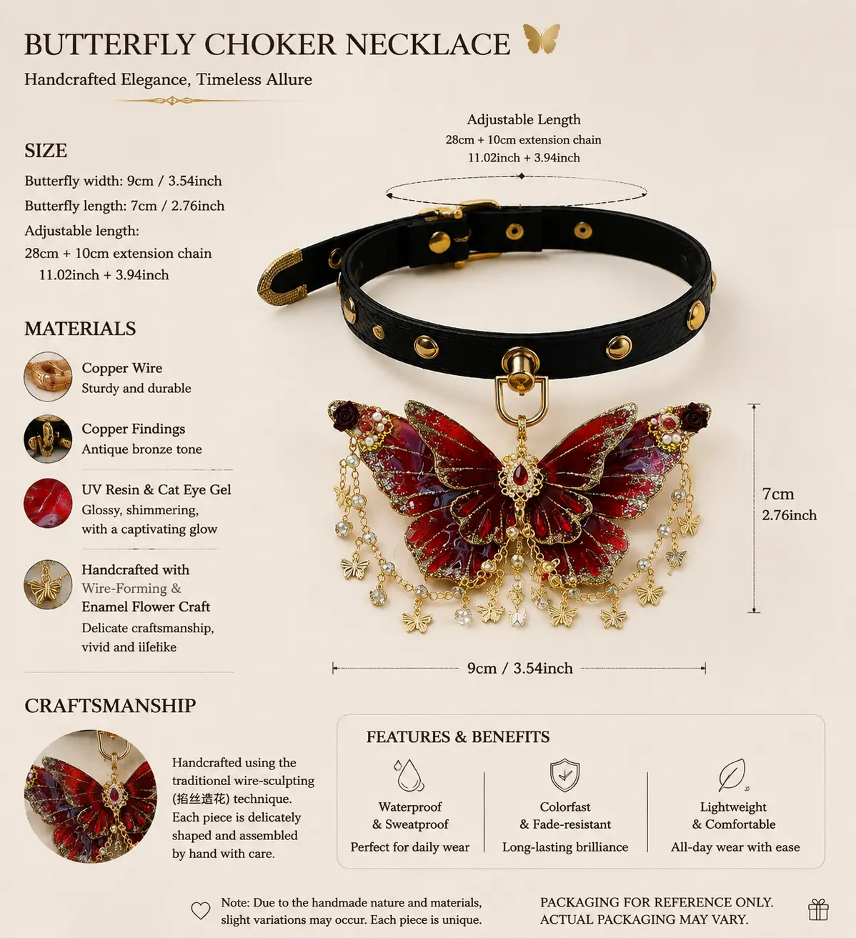 Butterfly Choker Necklace detail 5