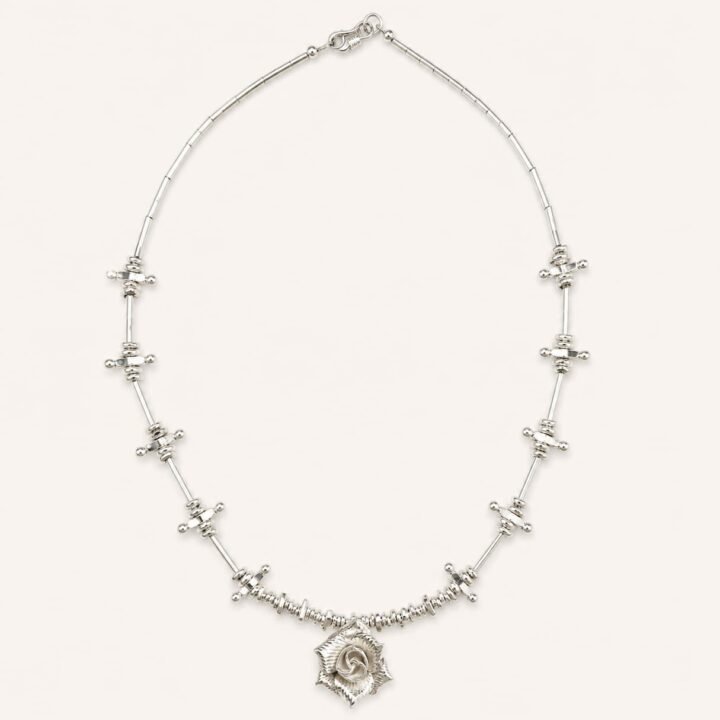 Handcrafted 925+ Sterling Silver Rose Necklace