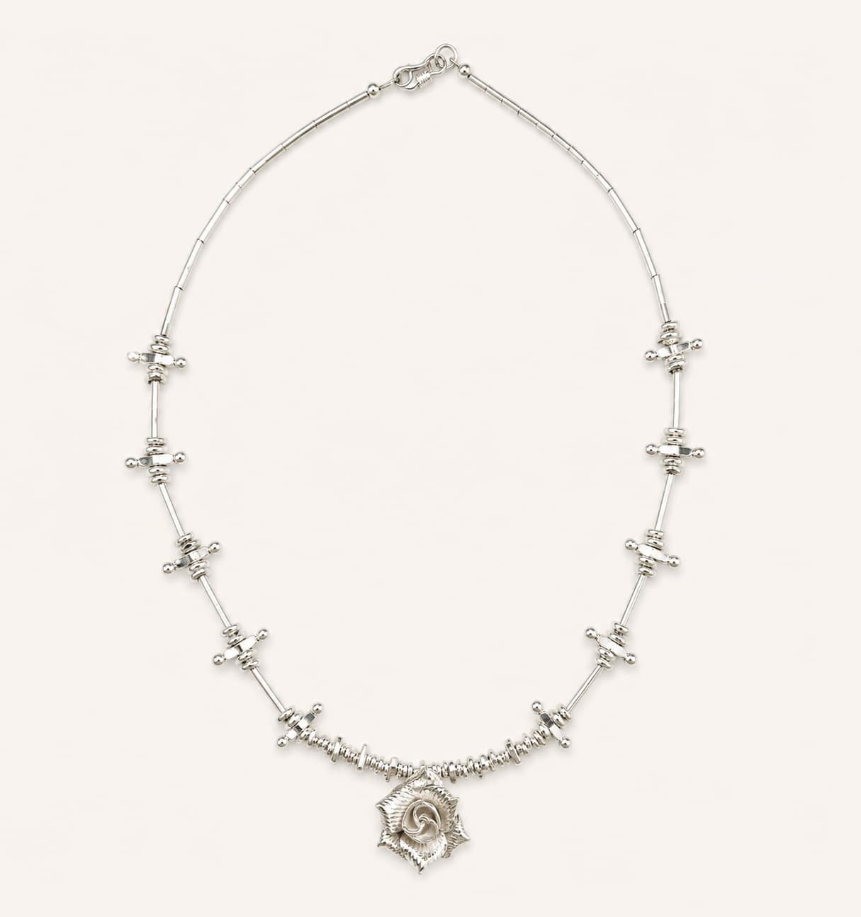 Handcrafted 925+ Sterling Silver Rose Necklace detail 6