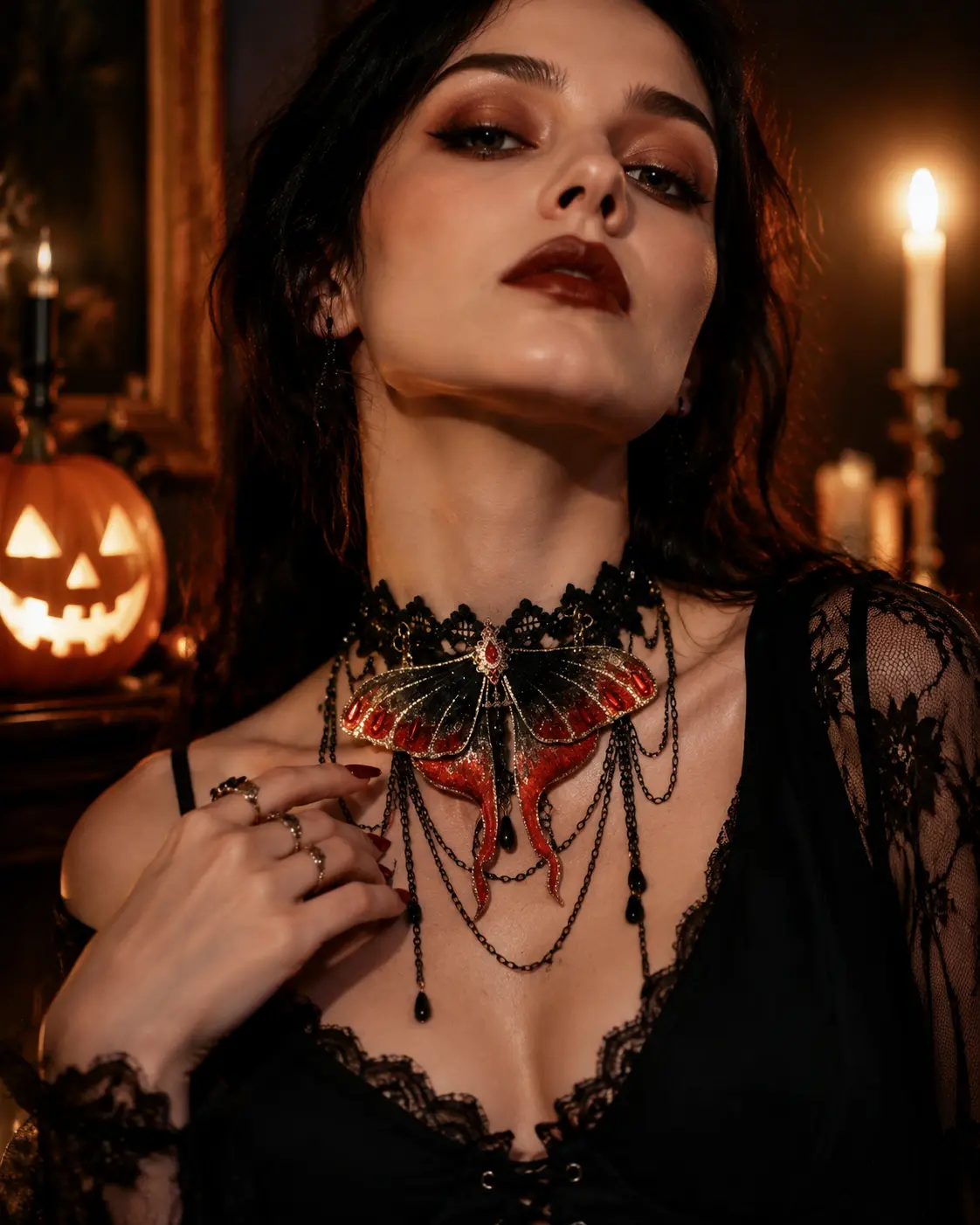 Moth Wing Choker Necklace detail 2