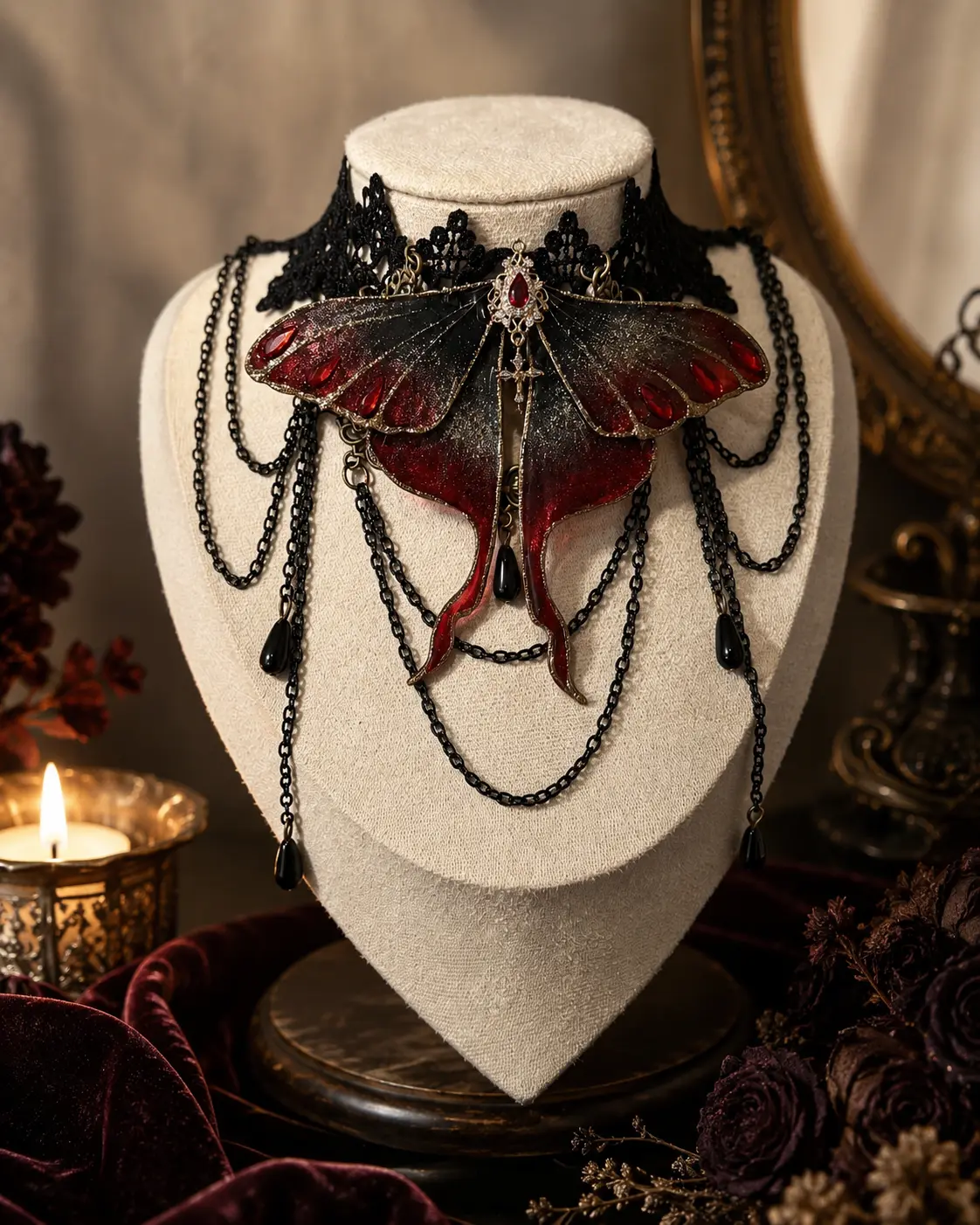 Moth Wing Choker Necklace detail 3