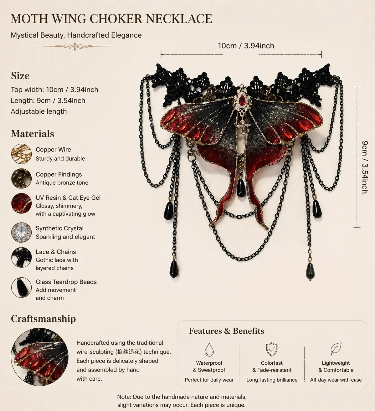 Moth Wing Choker Necklace detail 5