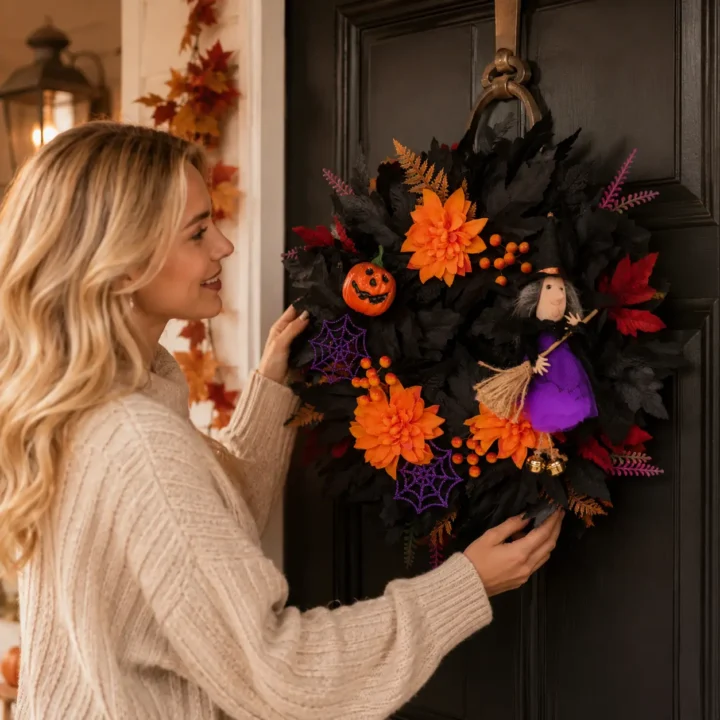 Witch’s Harvest — Halloween Wreath styled or worn view