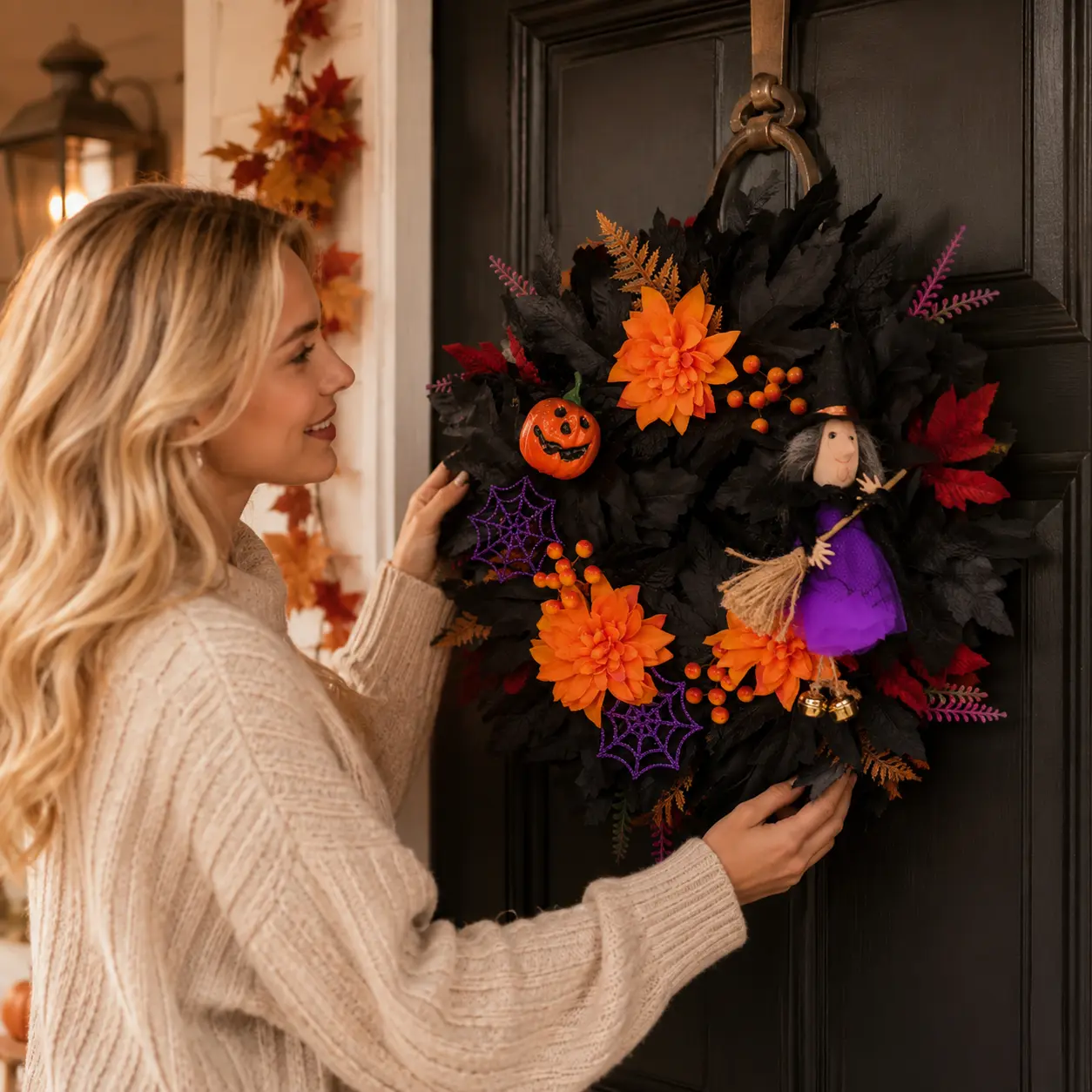 Witch’s Harvest — Halloween Wreath detail 2