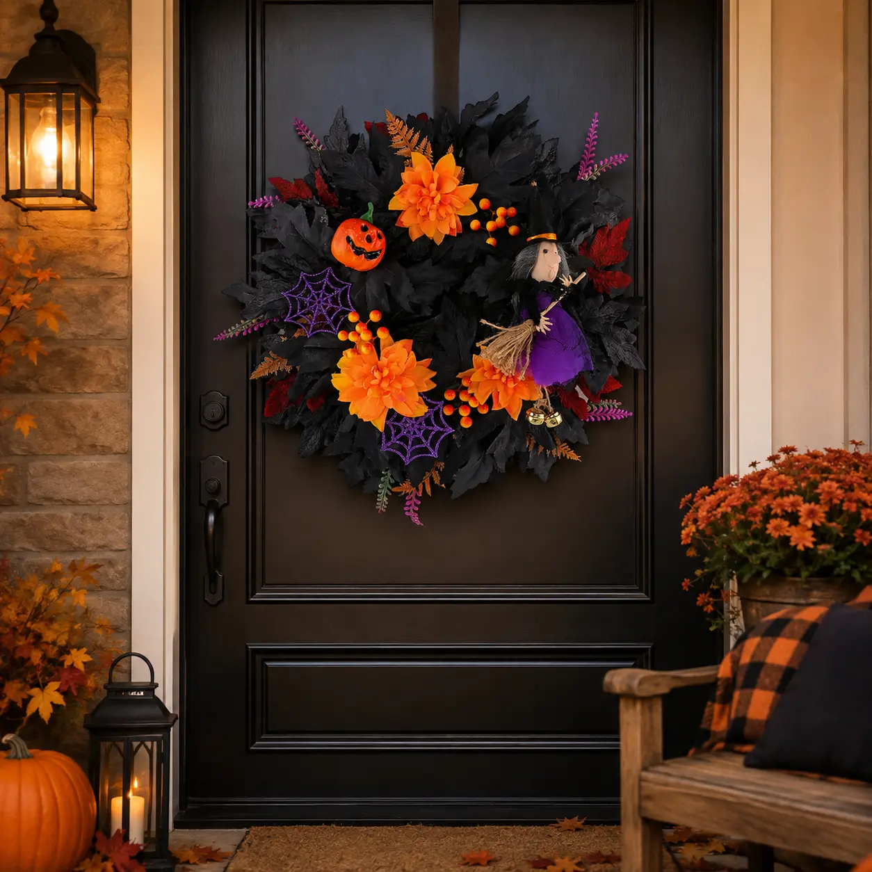 Witch’s Harvest — Halloween Wreath detail 4