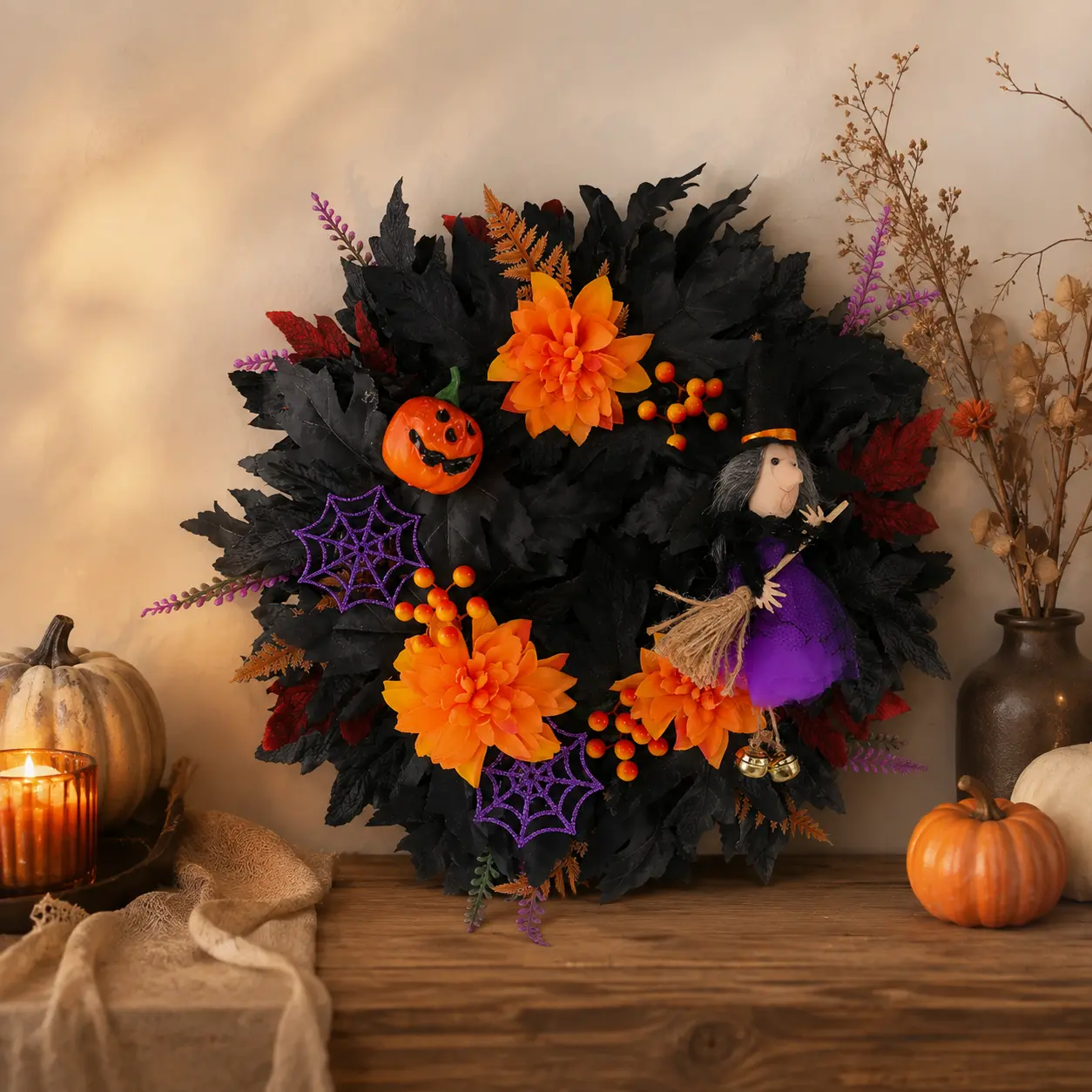 Witch’s Harvest — Halloween Wreath detail 5