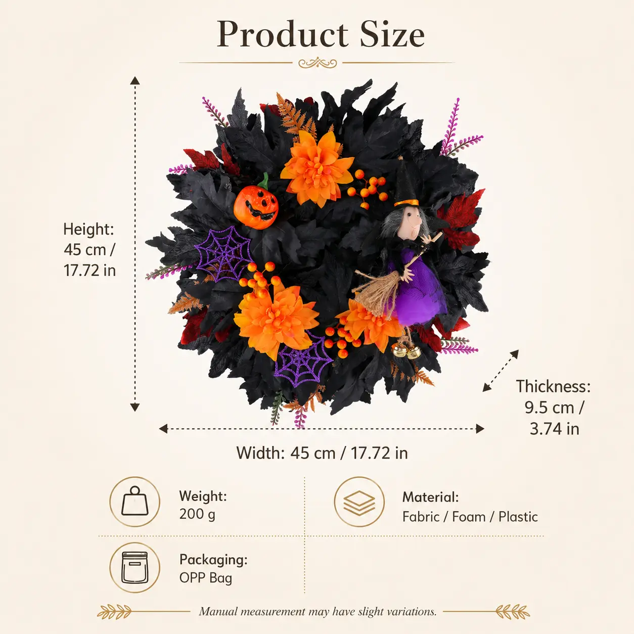Witch’s Harvest — Halloween Wreath detail 7