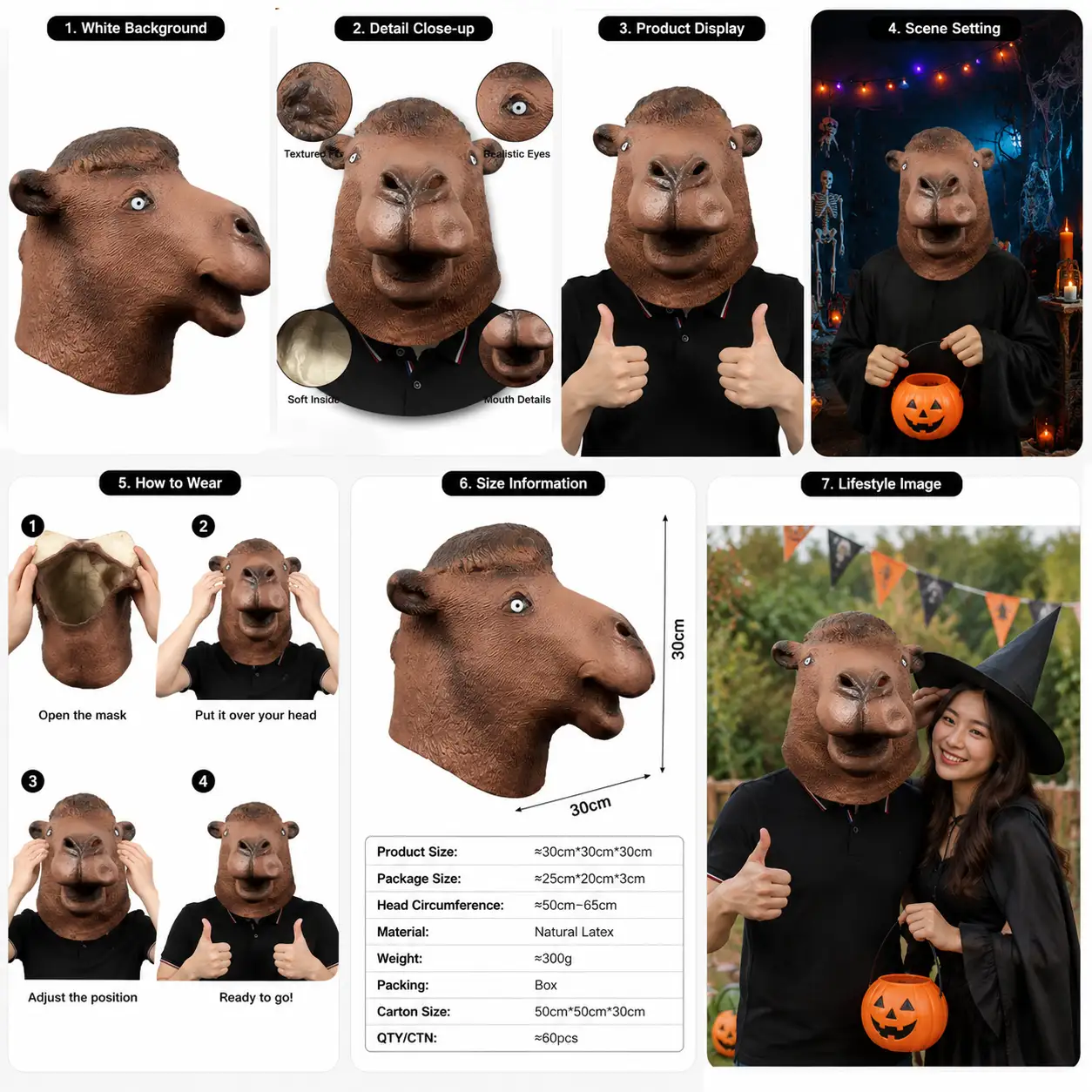 The Curious Camel — Latex Animal Mask detail 6