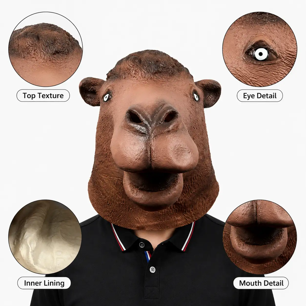 The Curious Camel — Latex Animal Mask detail 5