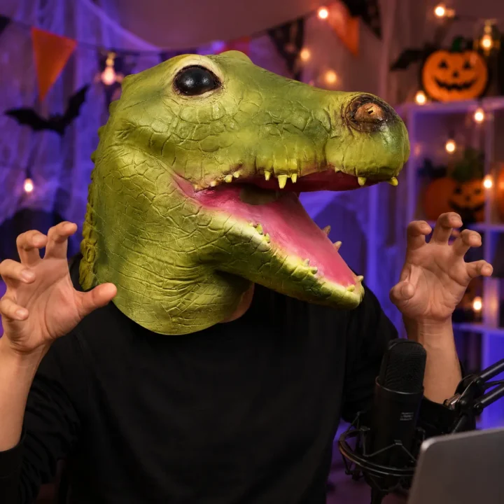 The Wild Crocodile — Latex Animal Mask styled or worn view